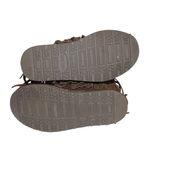 Minnetonka Brown Suede Fringe Boots 6 Boho Western Nomadic Festival Cozy - Picture 10 of 11